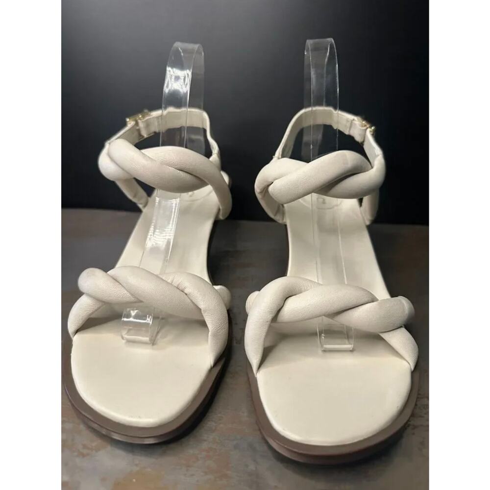 Vionic Slingback Sandals Kitten Heel Puffy Braided Straps Chic Cream Angelica.
